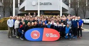 A group photo is taken at the Tennessee State Soccer Association's Annual General Meeting.