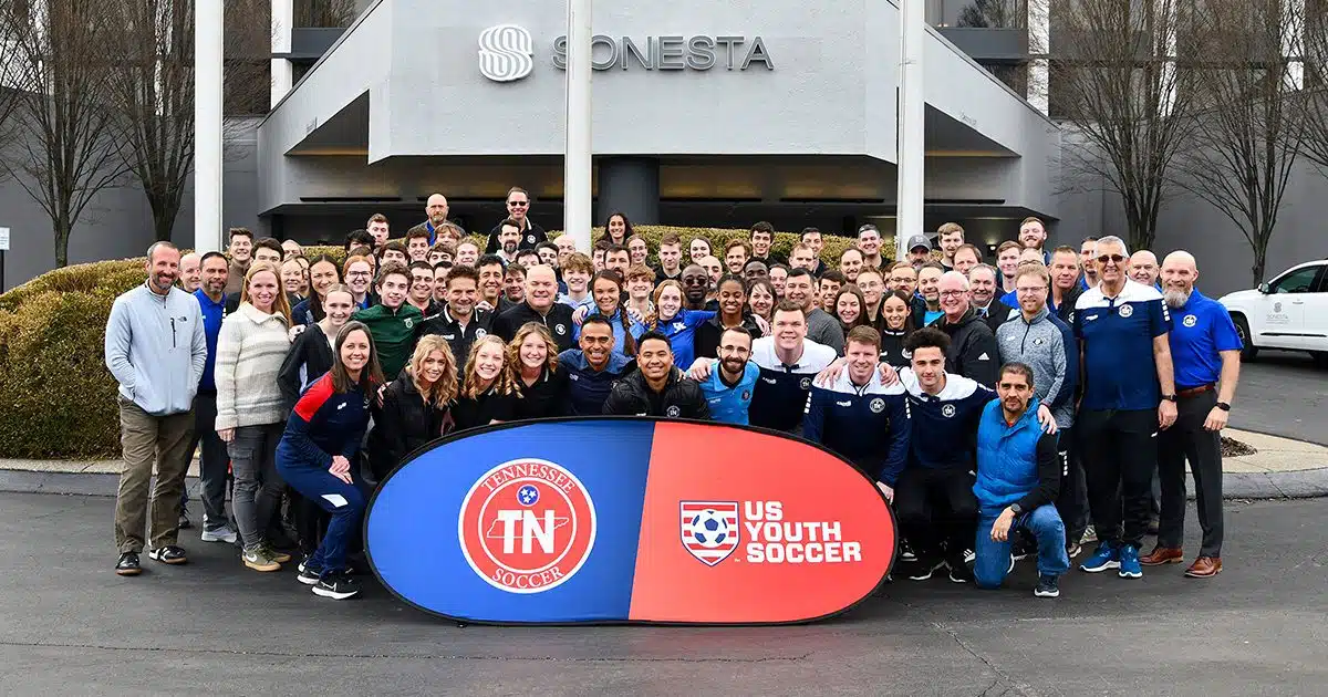 A group photo is taken at the Tennessee State Soccer Association's Annual General Meeting.
