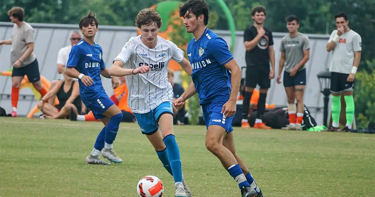 A CT Rush player looks to dispossess an opposing player at the Eastern Regional Championships.