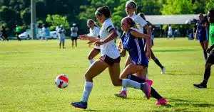 A Chattanooga Red Wolves player looks upfield during a semifinal match at the Southern Regional Championships.