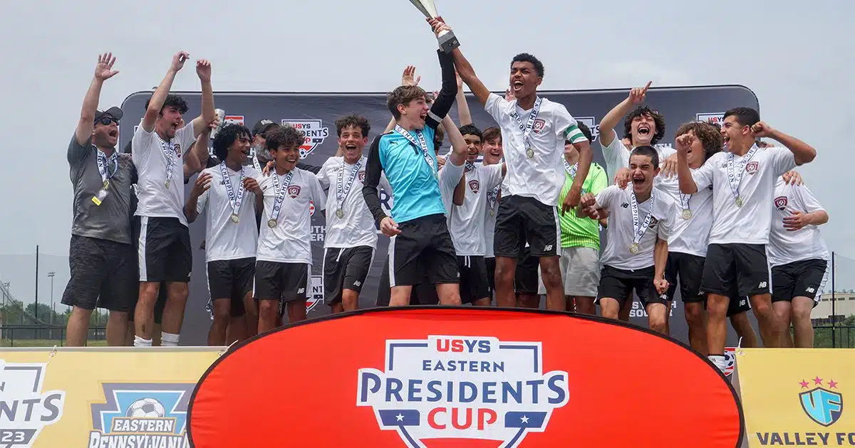 The Naugatuck 15U Boys celebrate an Eastern Presidents Cup Championship.